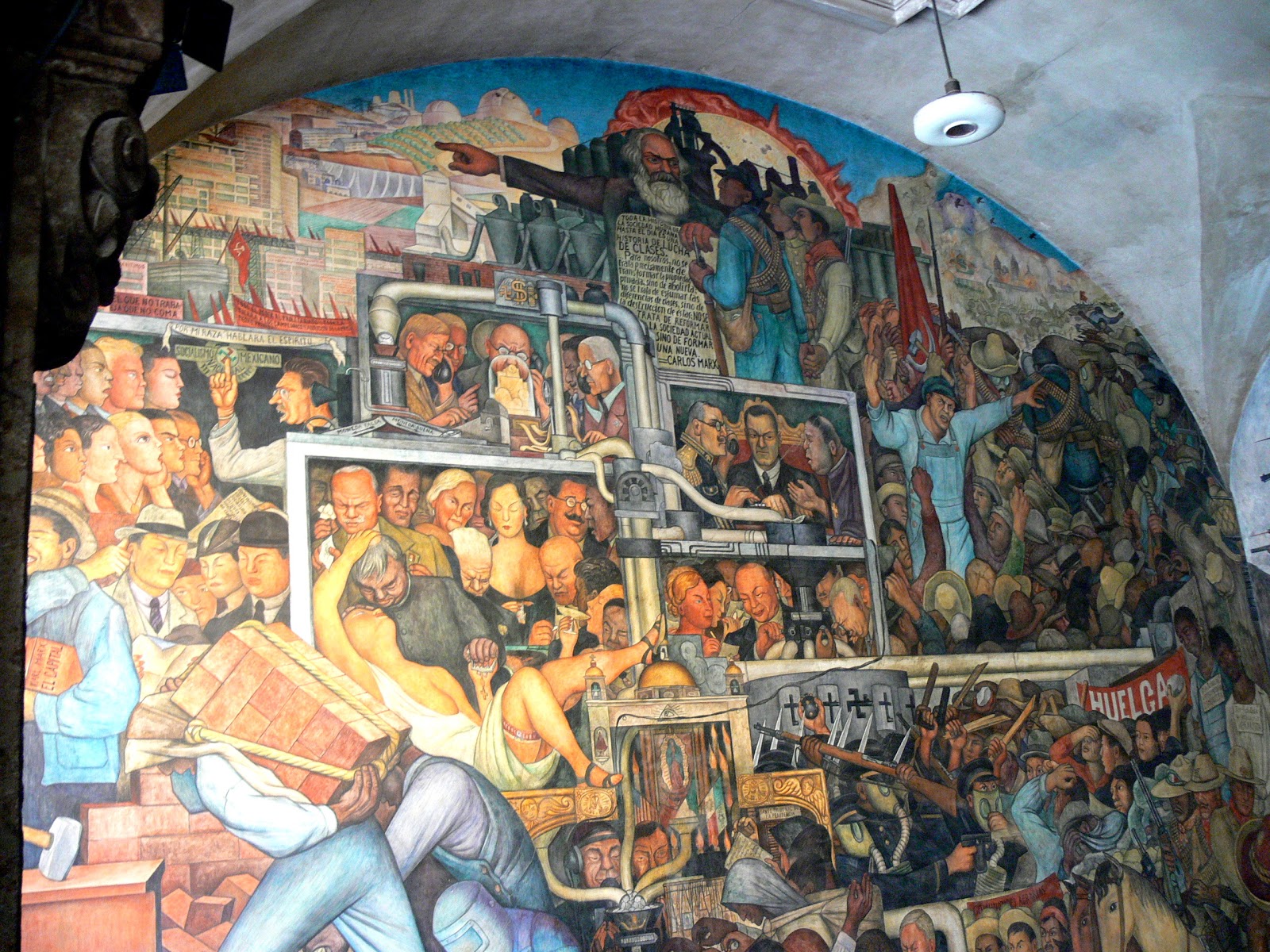 Mexico City - Palacio Nacional. Mural by Diego Rivera showing the History of Mexico: Detail showing the betrayed revolution.